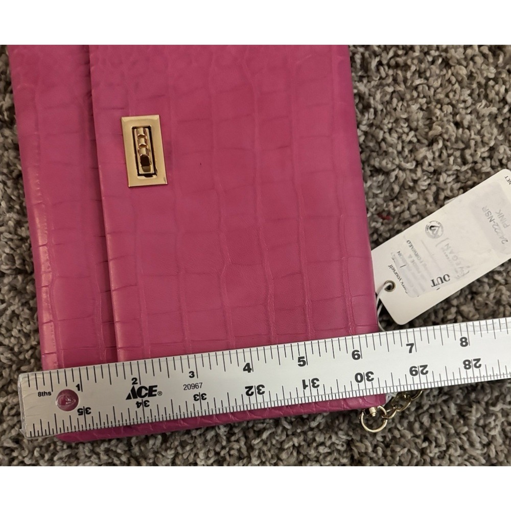 Urban Expressions Pink Croc Embossed Vegan Leather Crossbody Clutch Bag New - Picture 12 of 16